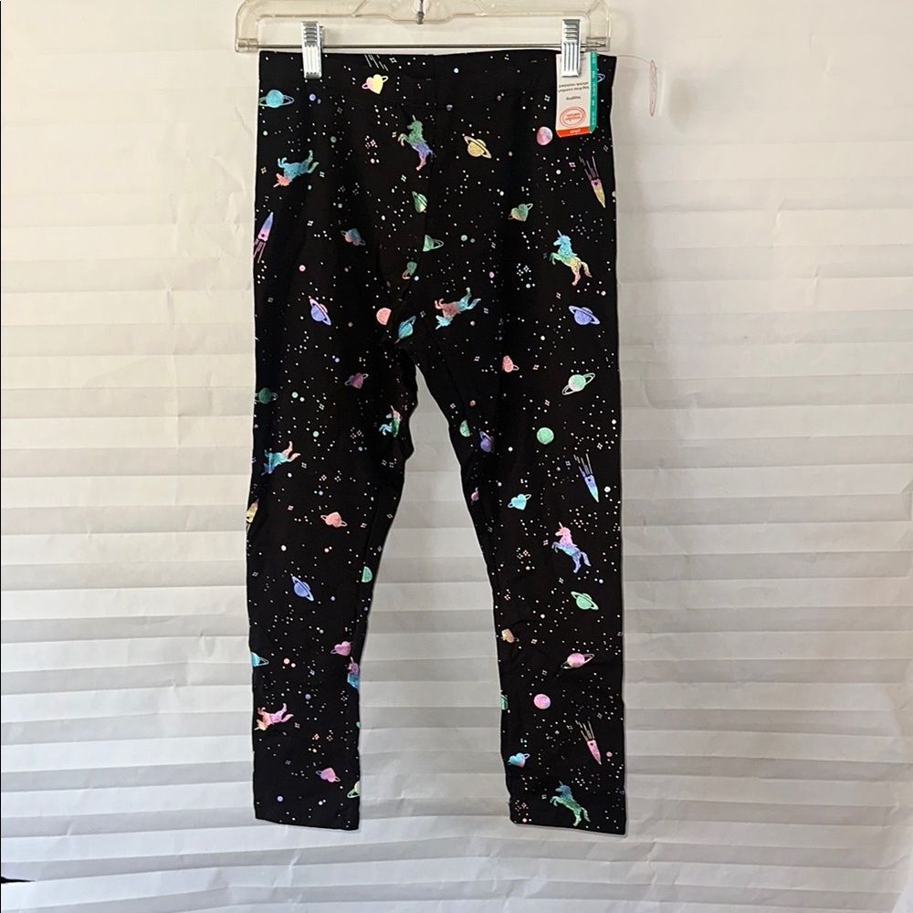Wonder Nation Girls Black Leggings Prism Planets & Unicorns Print Stretch Pants